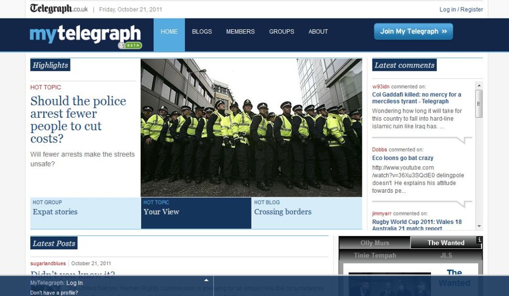 screenshot of mytelegraph website