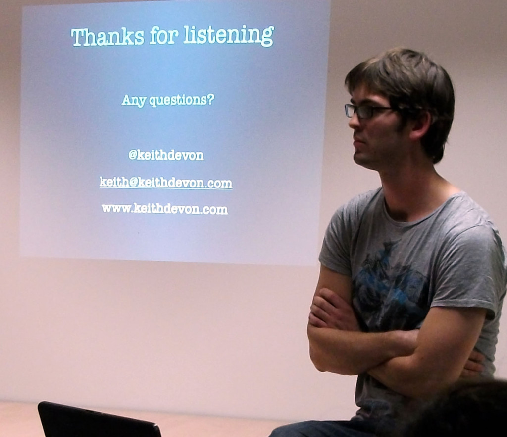 Keith Devon speaking at WordPress London
