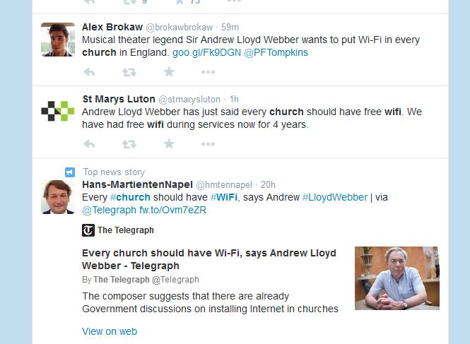 Church Wi-fi is being discussed on Twitter