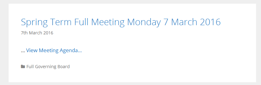 Homepage showing list of meetings