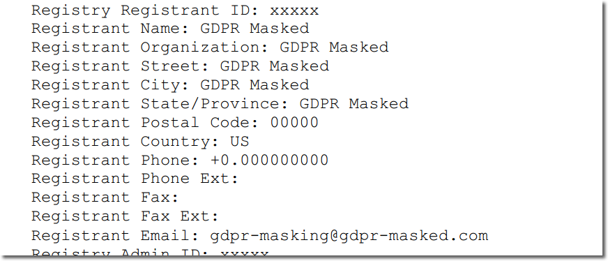 gTLD masked WHOIS example